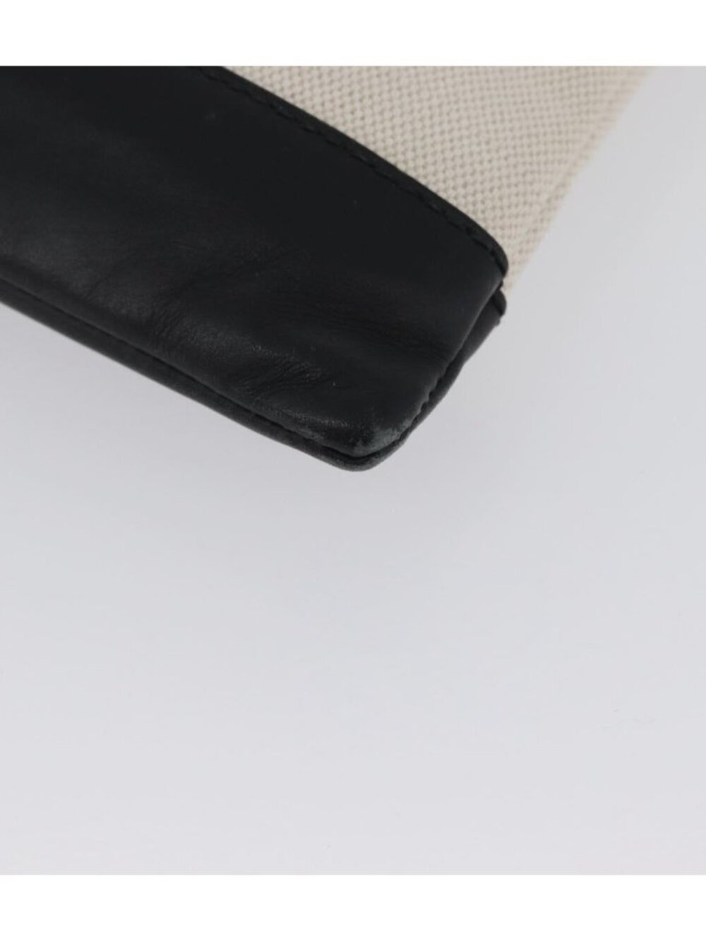 BALENCIAGA Navy clip M Clutch Bag Canvas Leather Beige Black 373834 - Picture 12 of 16